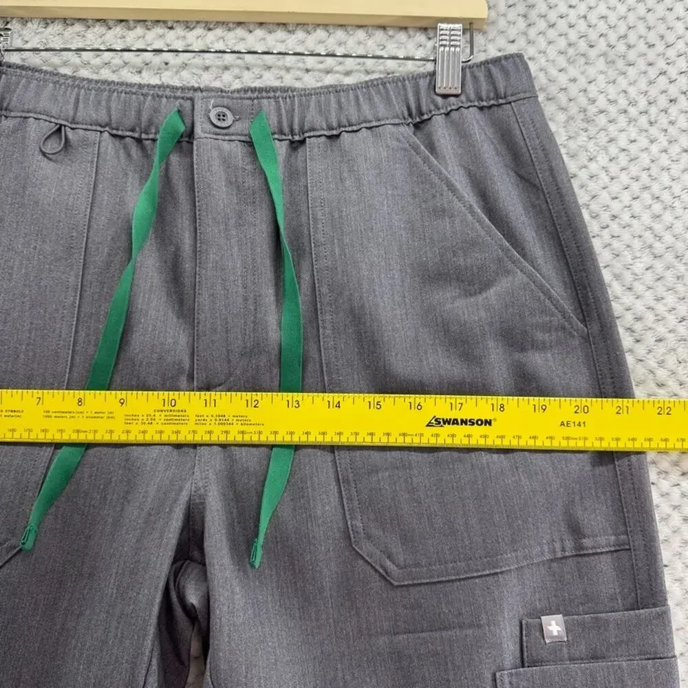 FIGS Pants Men L Gray Cairo Cargo Scrub Elastic Waist Technical Collection New